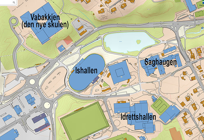 Kart over skulen sine bygg
